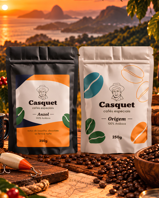 Kit Duo de Sabores: Anzol + Origem Grãos | 2 Cafés Especiais 100% Arábica | 500g Montanhas Capixabas e Matas de Minas