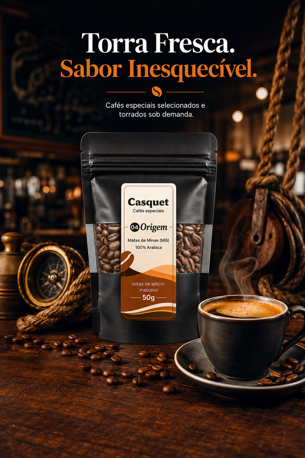 Café Especial Origem Casquet 50g Degustação | Café Especial 100% Arábica de Minas Gerais em Grãos