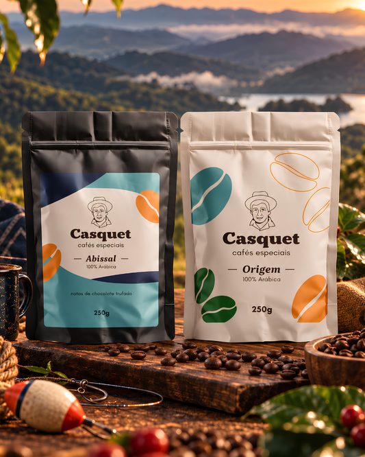 Duo Casquet de Minas Gerais Grãos: Kit 2 Cafés Especiais 100% Arábica Grãos Abissal Origem Matas de Minas e Mantiqueira
