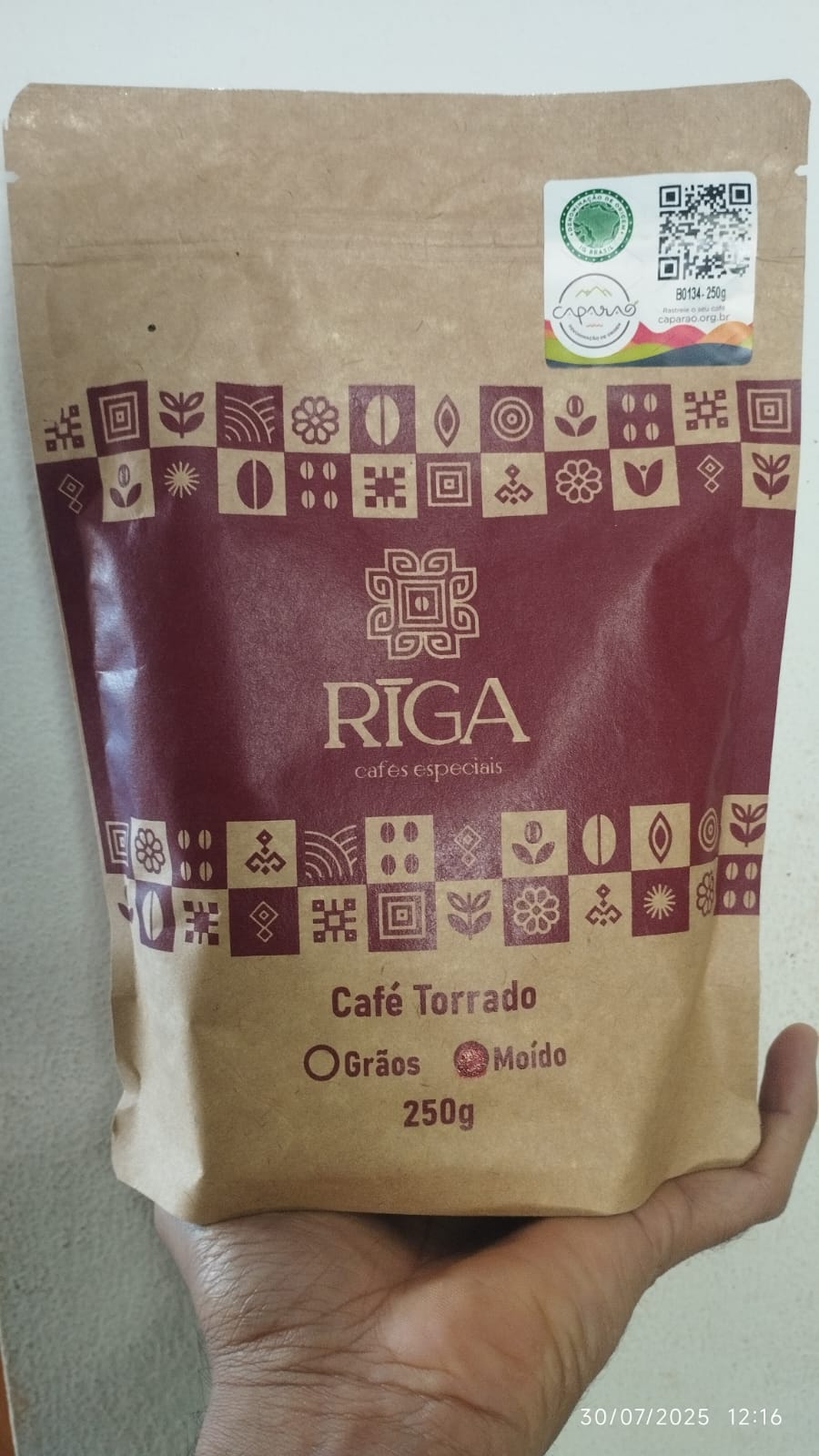 Café Especial Riga Frutas Amarelas 250g em grãos 86 Pontos SCA