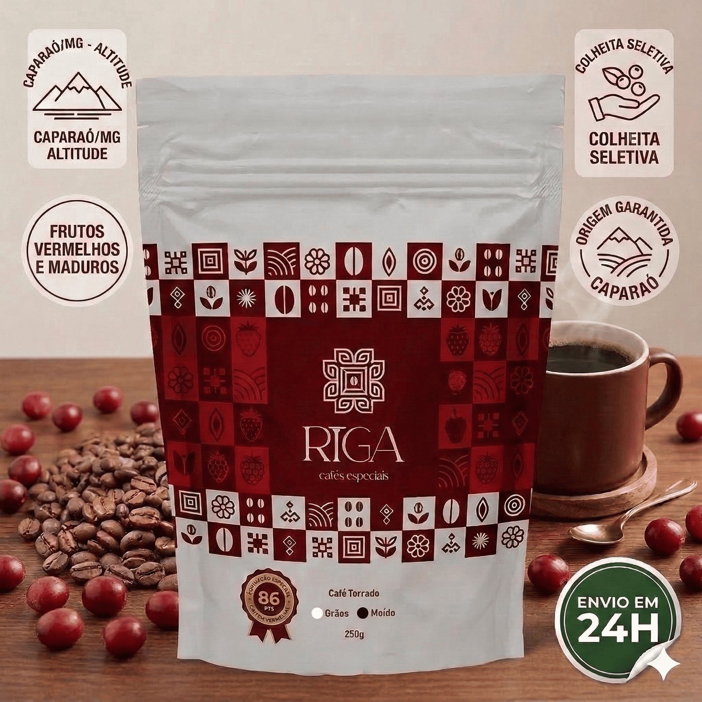 Café Riga Especial Frutas Vermelhas em pó 100g  Região do Caparaó
