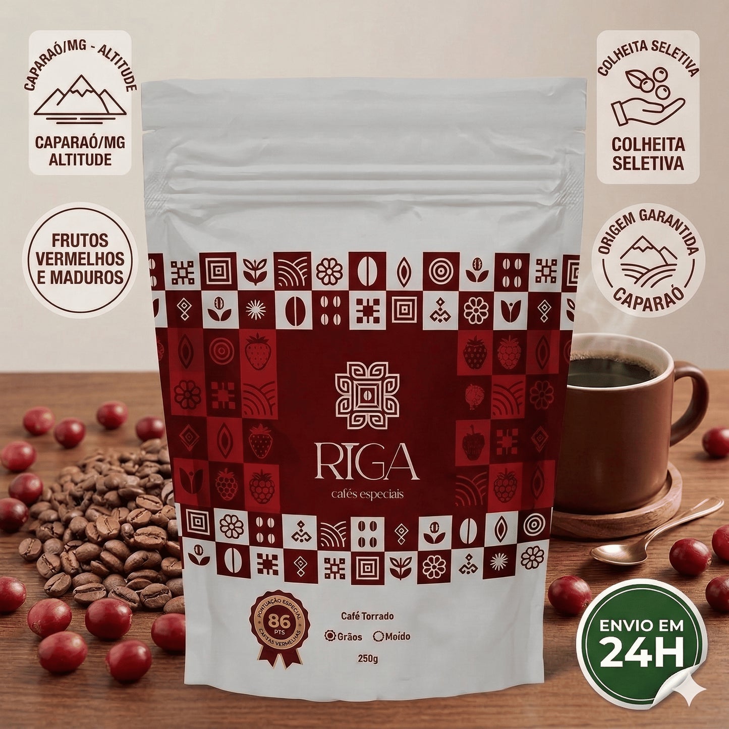 Café Riga Especial Frutas Vermelhas em grãos 500g  Região do Caparaó