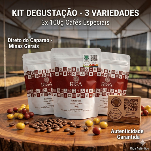 Kit Degustação Café Riga Especial Caparaó em pó 3 unidades de 100g cada