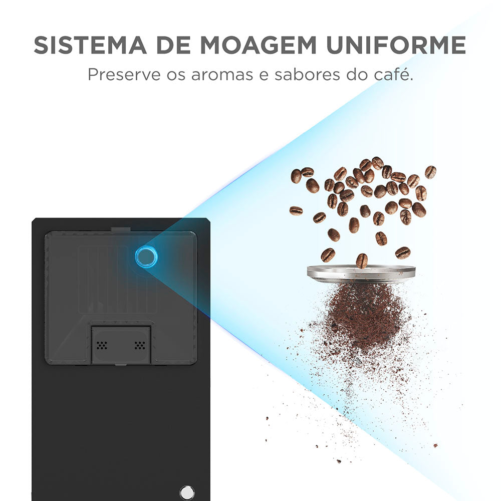 Cafeteira Mídea Maquina Espresso Automática 8 bebidas Reservatório de leite 7 níveis de moagem Série Pro CFA15P