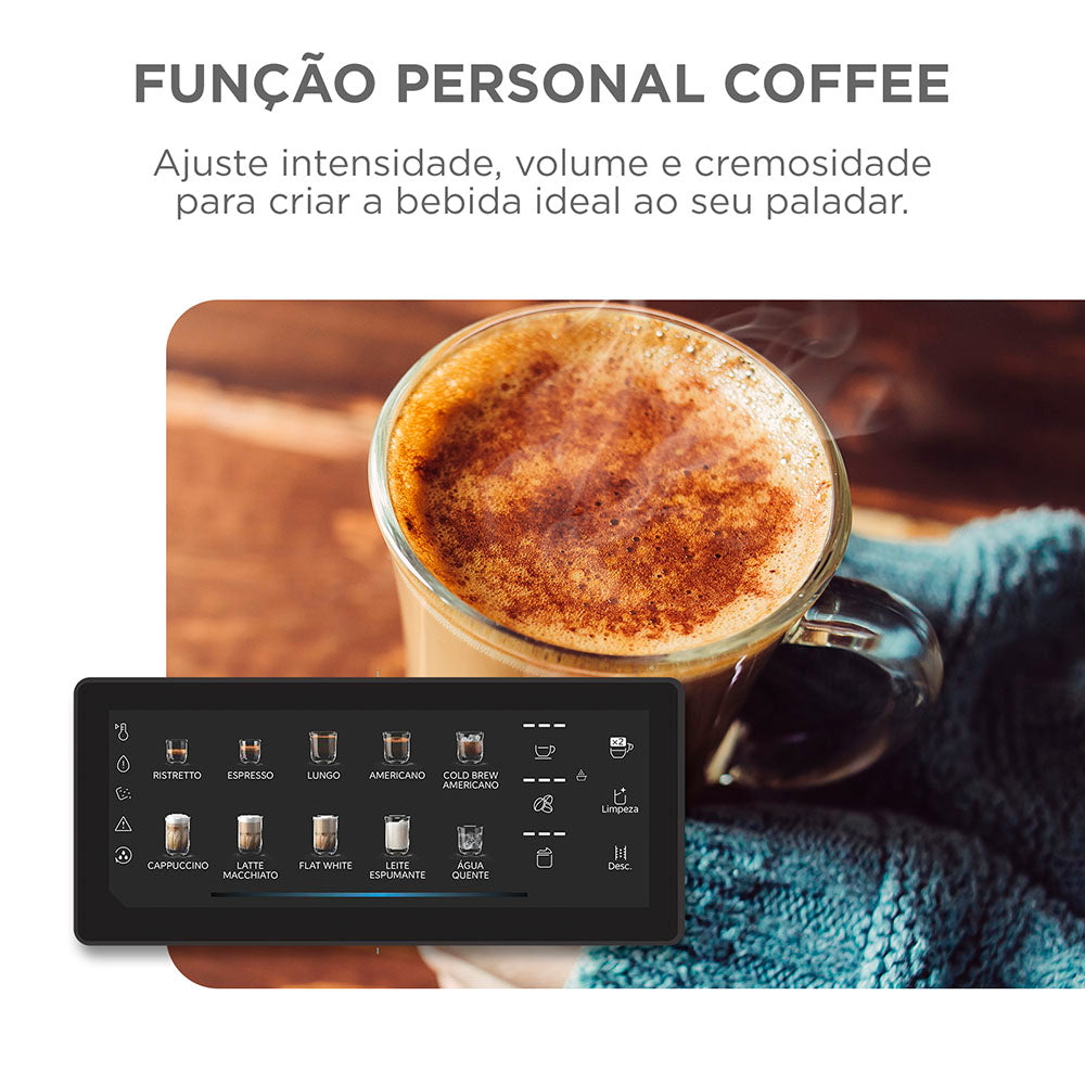 Cafeteira Mídea Maquina Espresso Automática 8 bebidas Reservatório de leite 7 níveis de moagem Série Pro CFA15P