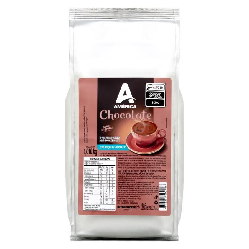 Preparo pó Sabor Chocolate s/ Adição de Açúcar América 1,10 kg