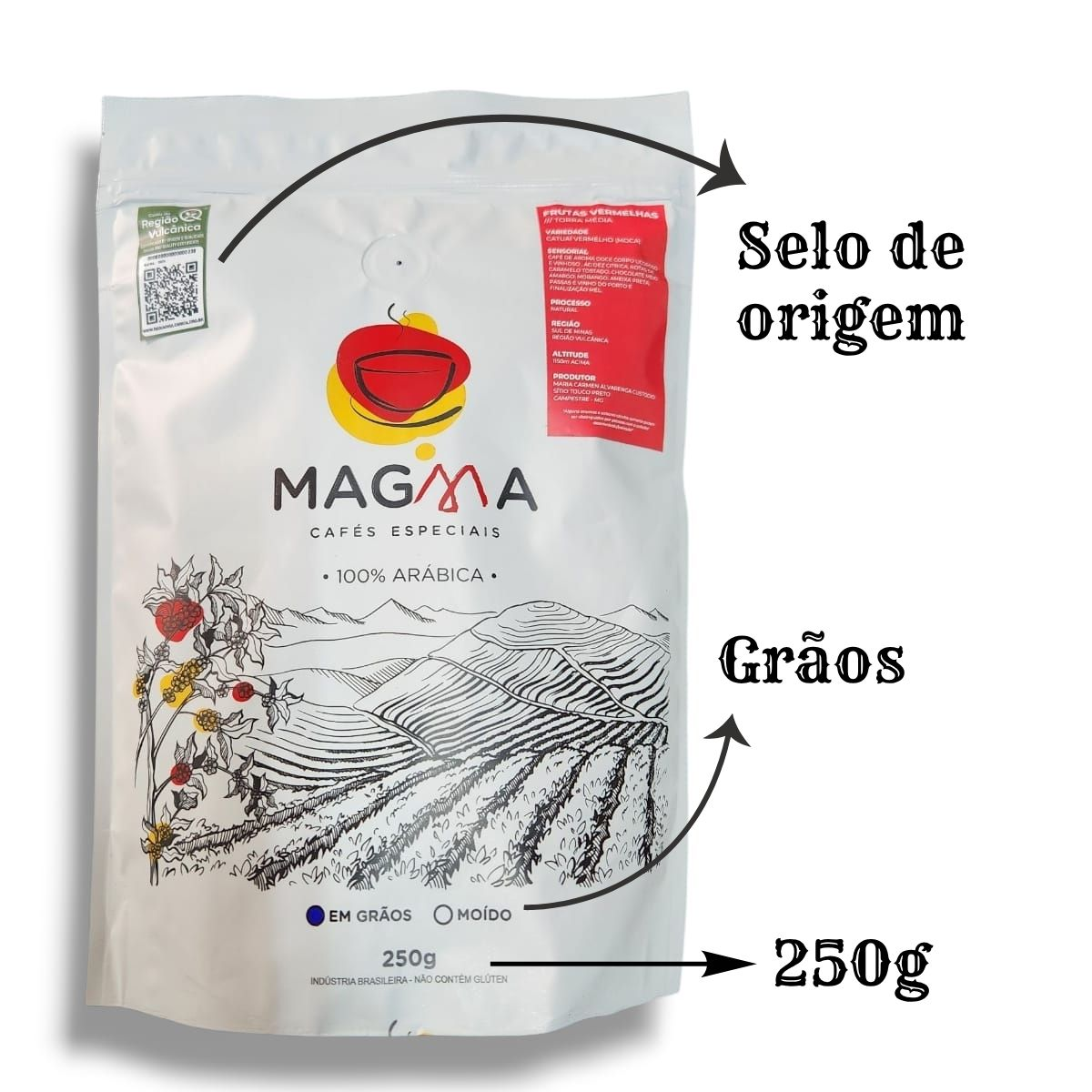 Café Especial Magma Frutas Vermelhas GRÃOS - 250g - 100% Arábica